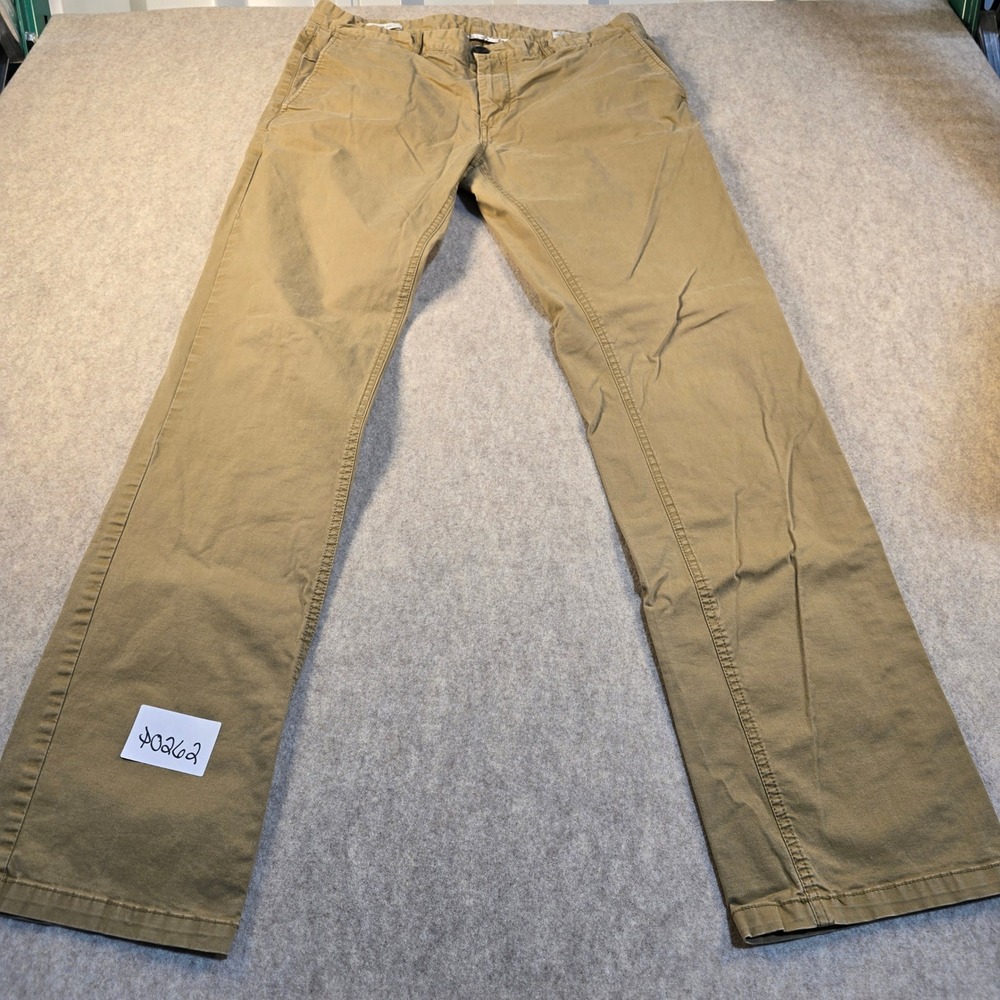 7 Diamonds Mens Khaki Chino Pants Straight Leg Tan Stretch Cotton 33x34